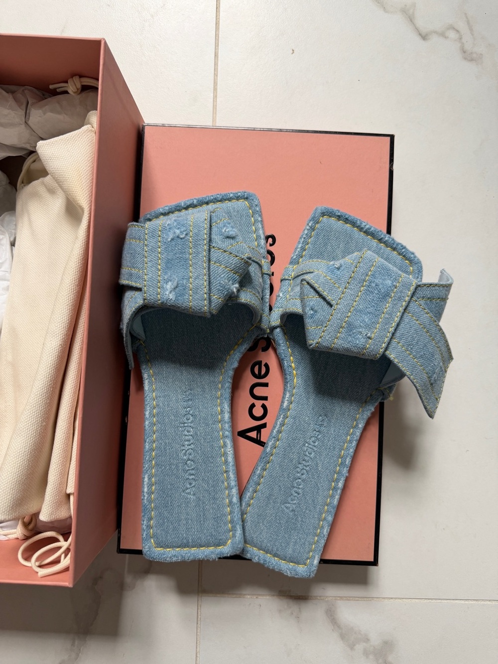 NWT Acne Denim Musubi Slide Sandals - Light Blue